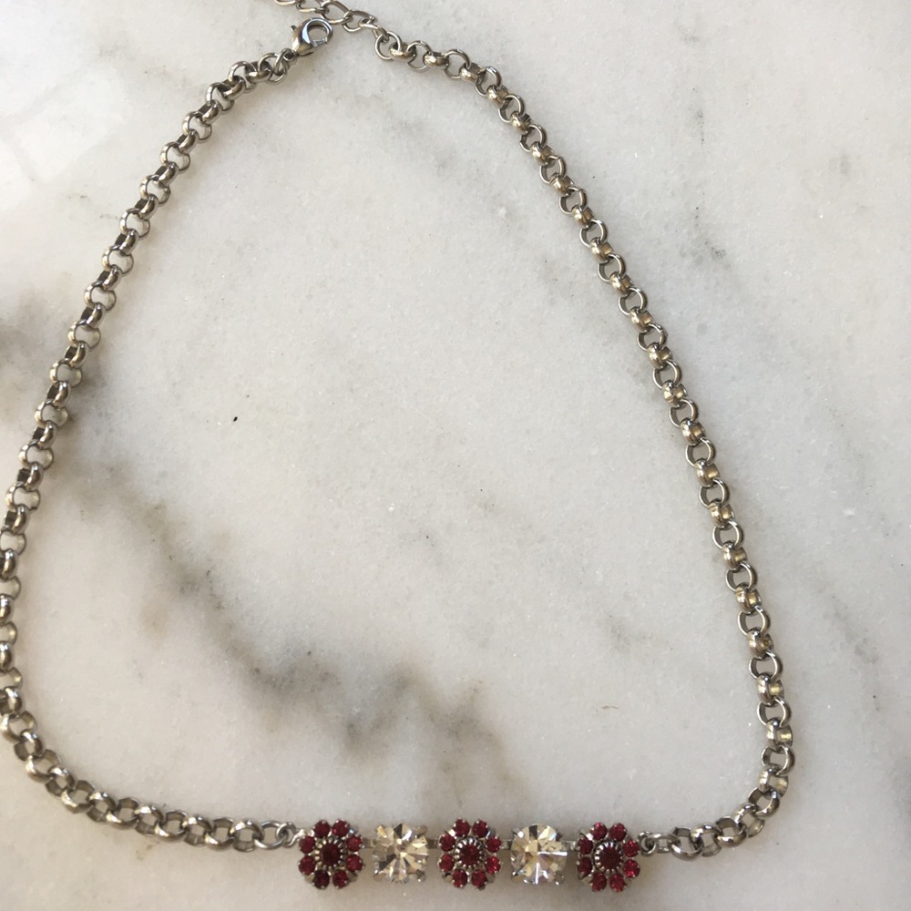 Red and white crystal necklace